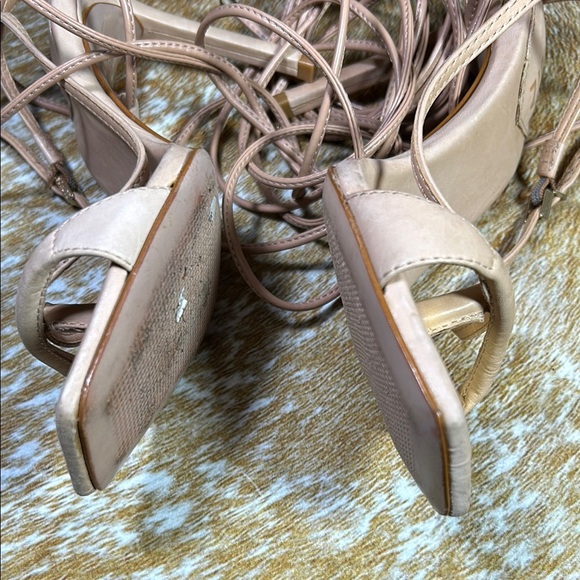 GUC SCHUTZ US 5.5B Tan Stiletto Heel Ankle Wrap Leather Stiletto Sandal Summer - Picture 13 of 15